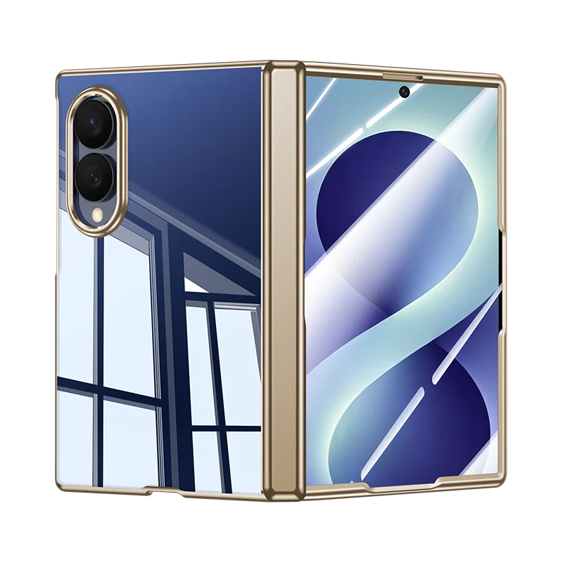 For Samsung Galaxy Z Fold 8 Wide 5G Case Ultra-thin Skin-Friendly Transparent Electroplate Hinge Tempered Film Shockproof Cover