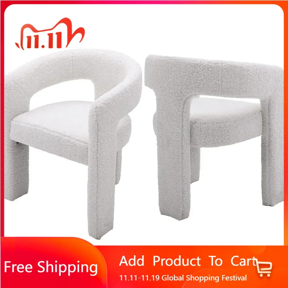 

Dining Chair Set of 2 with Arms, Modern Barrel Comfy Accent Side Chairs, Upholstered Sherpa Dining Chair