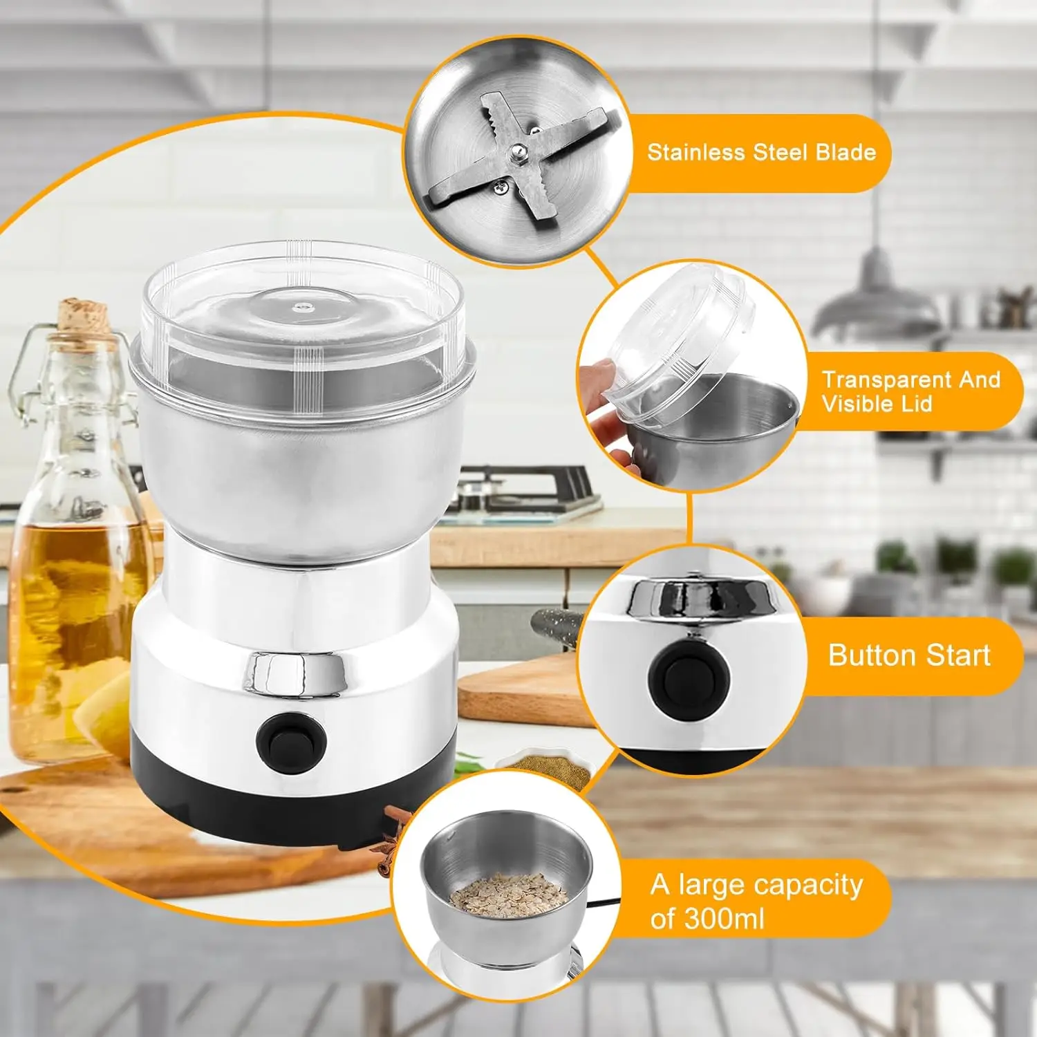 Electric Coffee Grinders Mill Food Grinder Machine Coffee Beans Grains Herbs Seasonings Spices Grinding Machine Kitchen Tool