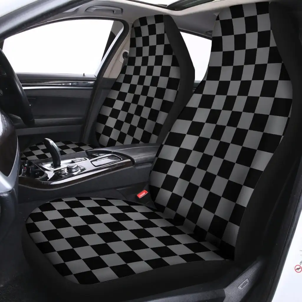 

Black and white checkered car seat cover 2pcs Front seat cover fits most car accessories SUV seat cover protection