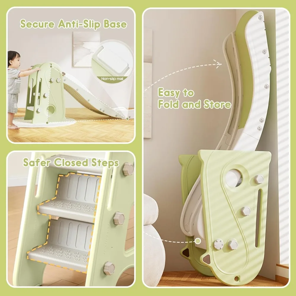 Corrediça infantil conversível 3 em 1 com cesta de basquete para jogos internos e externos