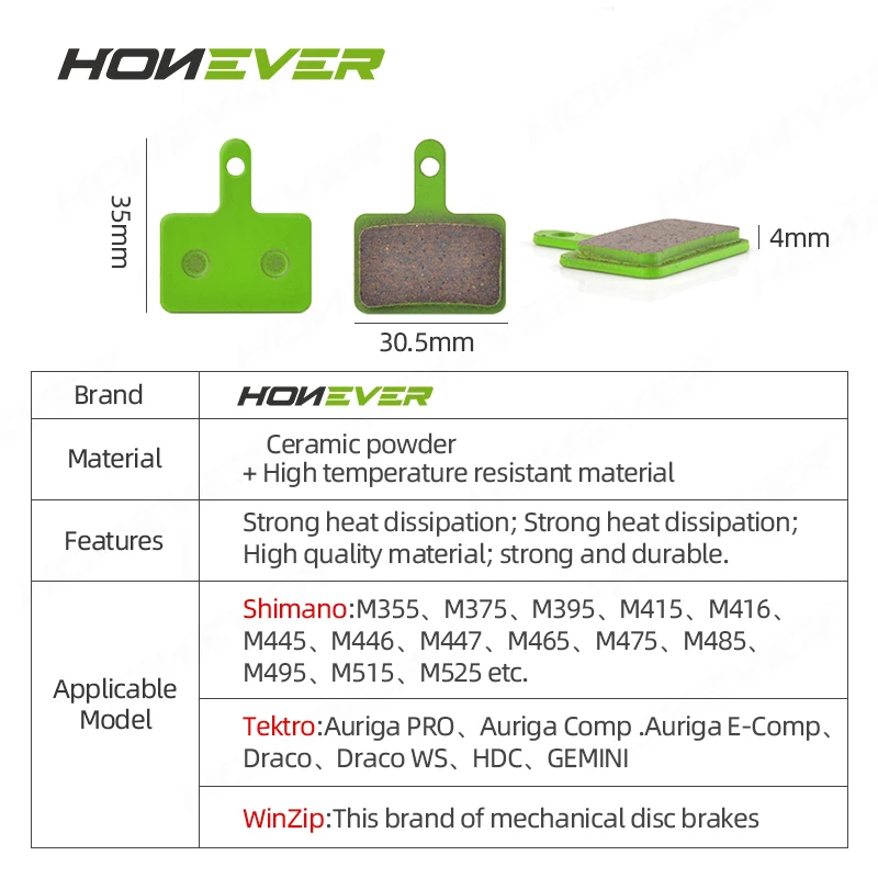1 Pair Bicycle Hydraulic Disc Ceramic Brake Pads B01S for Shimano M445 355 395 MTB Bicycle Disc Brake Pads Cycling Bike Parts