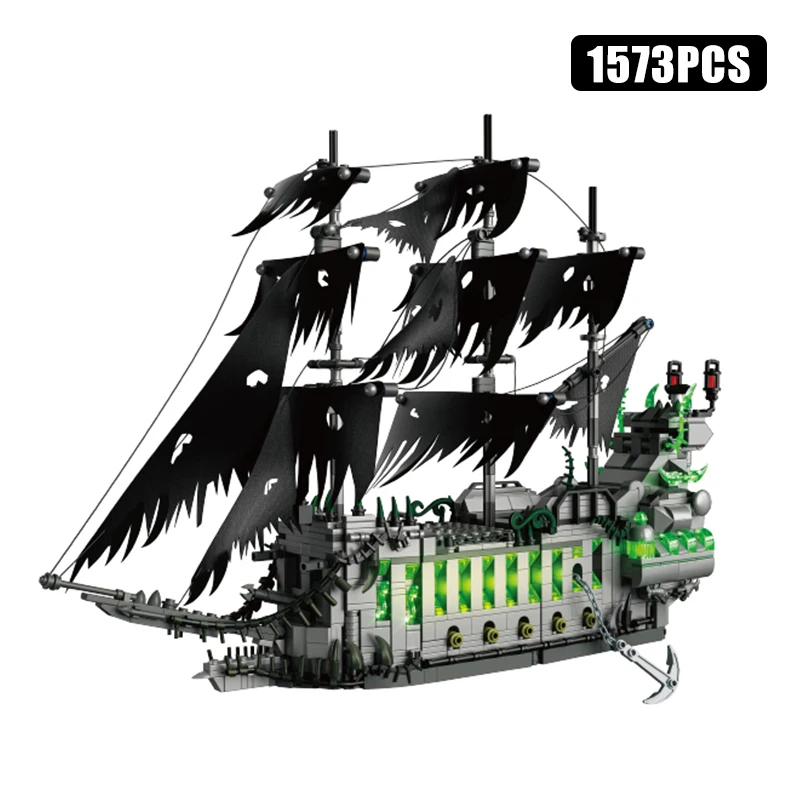 

Creative 1573Pcs Eternal Pirate Ship Mini Bricks Building Blocks Flying Ghost Dutch Sailboat Construction Toys For Children Gift