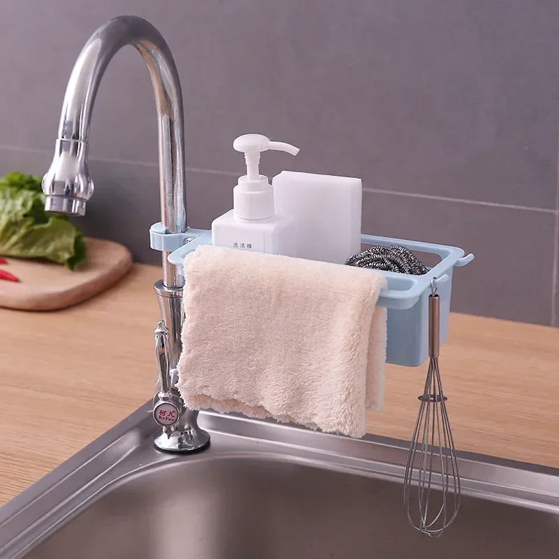 Home Kitchen Supplies Sink Sponge Cloth Drain Tool Creative Faucet Drain Storage Rack Does Not Require Punchin Sink Storage Rack