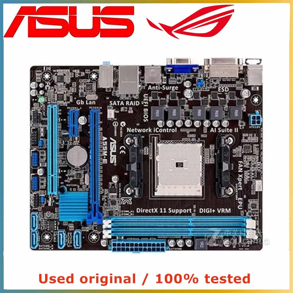 

For ASUS A55M-E Computer Motherboard FM1 DDR3 32G For AMD A55 Desktop Mainboard USB2.0 SATA II