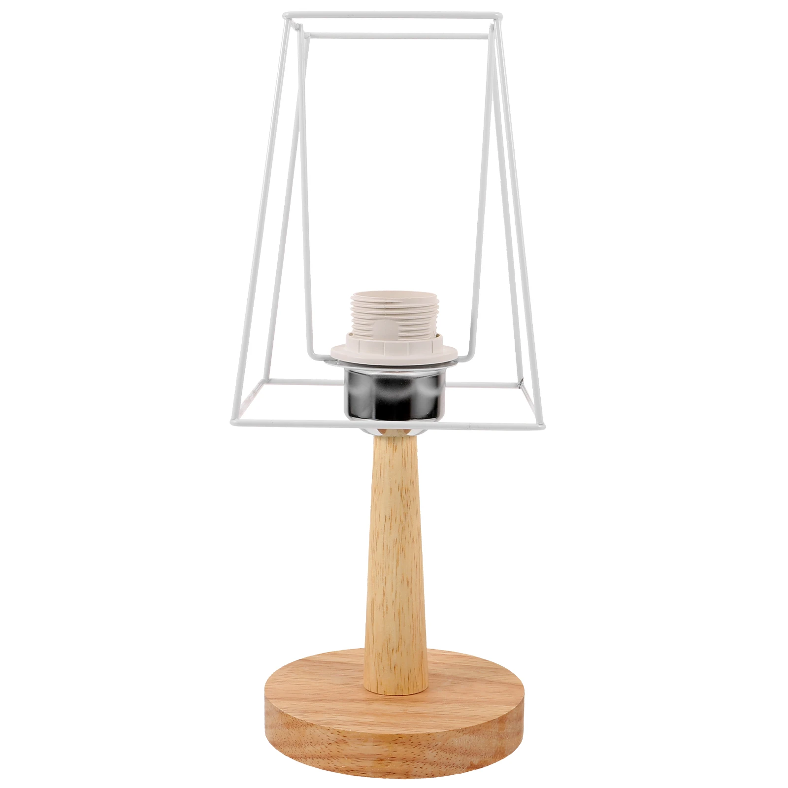 

Rattan Table Lamp Modern DIY Bedside Light Wooden Bracket Crafted Sturdy Safe Home Use Bedroom Living Room Cotton Rope Frame