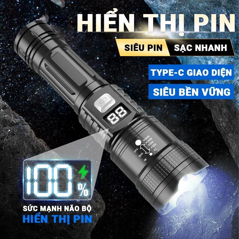 Strong Light Flashlight Charging Durable Home Outdoor Spotlight Portable Ultra Bright Zoom Lighting Electric