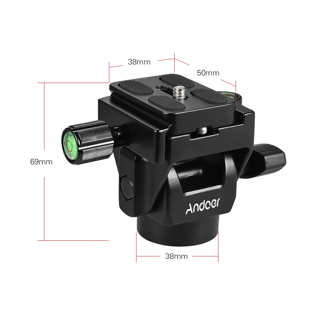 Andoer M-12 Monopod Tilt Head Panoramic Head Telephoto Bird Watching Ball head with Quick Release Plate 1/4in screw for Monopod