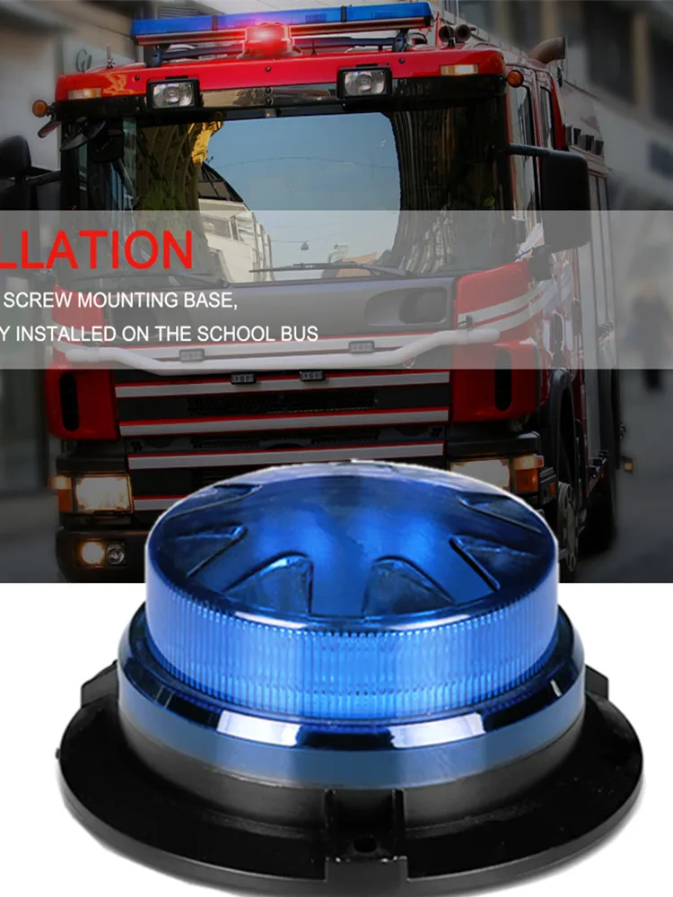 Bogrand 9-28V  Mini Led Blue Rotating Ambulance Emergency Strobe Warning Police Beacon Light With Magnet