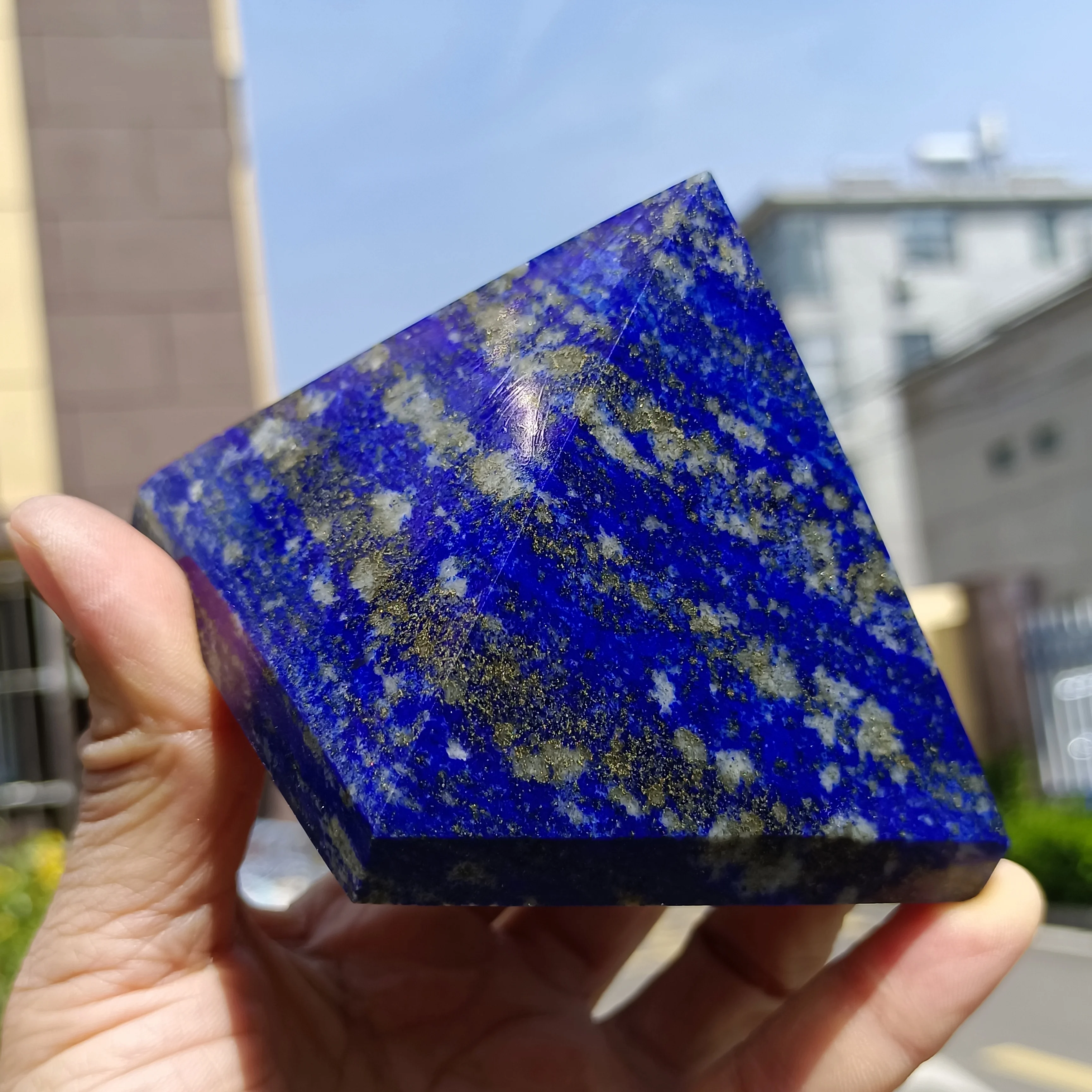 AAA +Top Pure Natural Lapis Lazuli Pyramid Crystal Quartz Mineral Reiqi Treatment Stone Home Office Deagnetization Decor