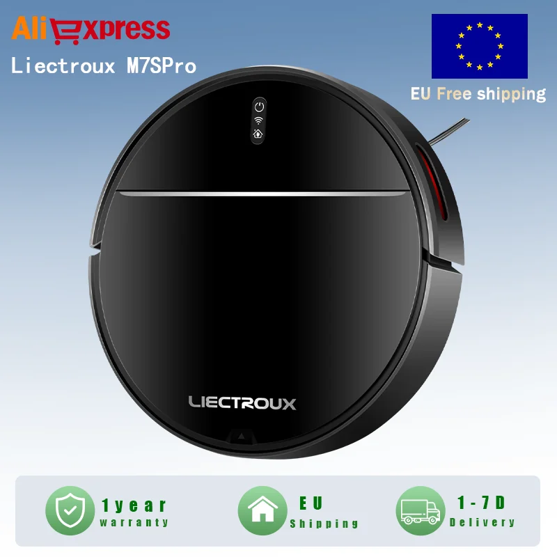 LIECTROUX M7S PRO Robotveegmachine Borstelloze motor Smart Mop 4000pa Sterke zuigkracht met Wifi Smart Vacuum & Mop, Twee-in-één reiniger