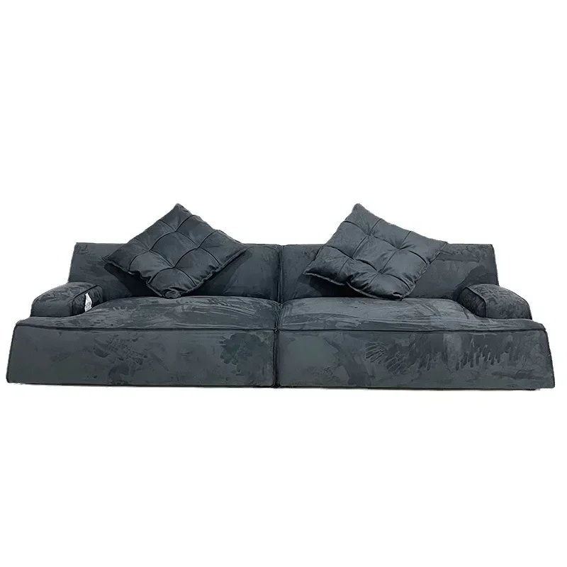 Italian minimalist leather straight row fabric sofa