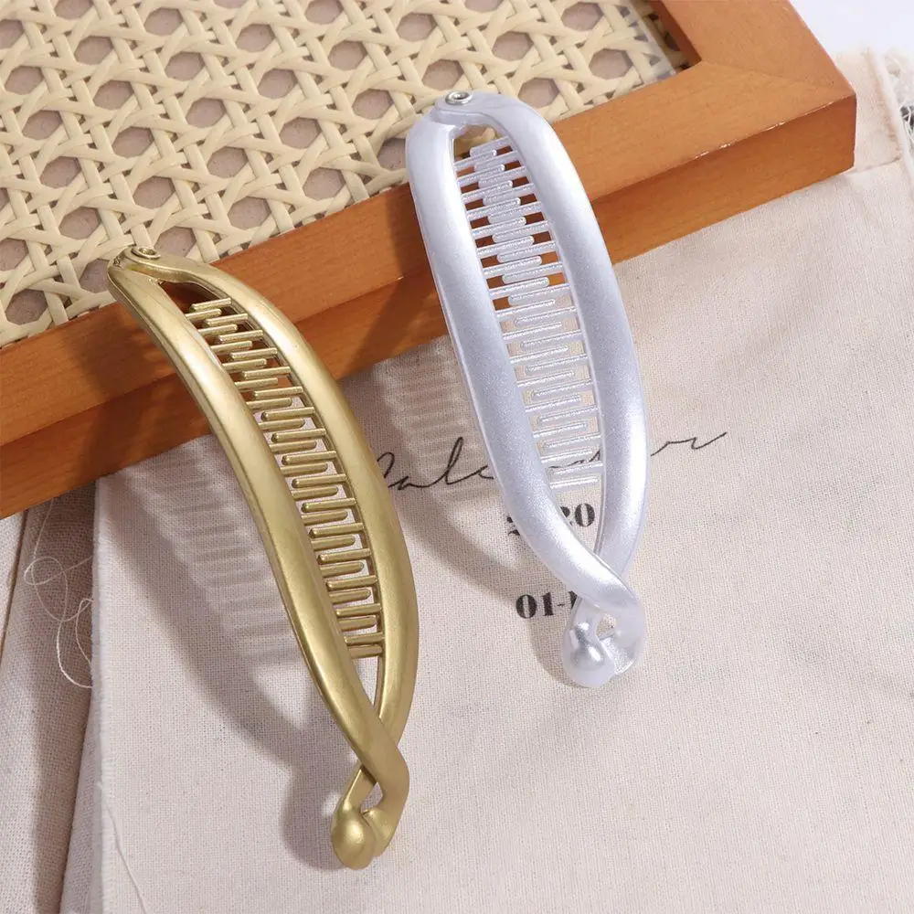 Fashion Fish Shaped Hairpin Barrettes Headwear Gold Silver Banana Clip Hairpins Styling Simple Hair Claws Clips Women