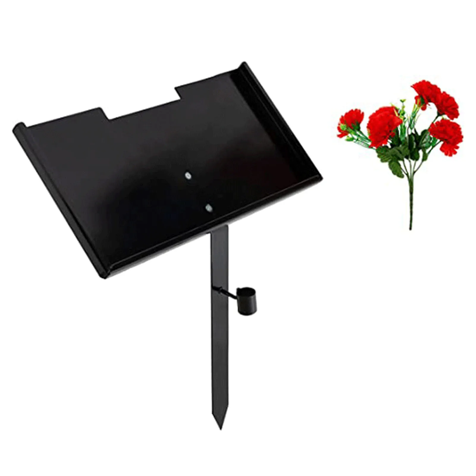 

Grave Plaque Holder Drain Hole Matte Finish Grave Marker Stand Premium Iron Easy Assembly Anti Fade for Loved