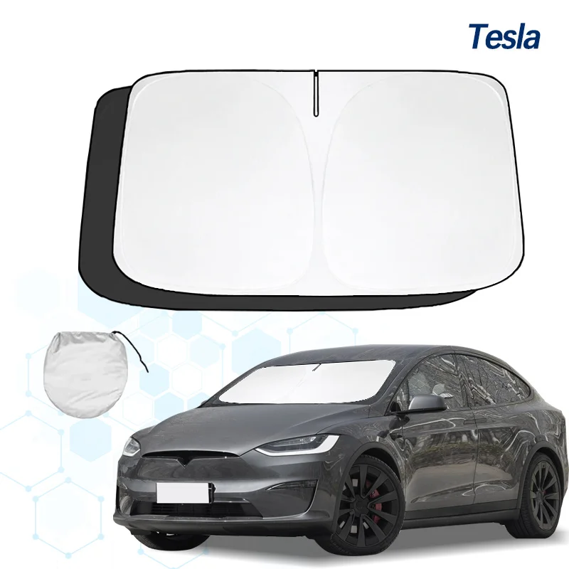 Car Windshield Sun Shade For Tesla Model X Sunshade Summer Visor Protector Foldable Blocks UV Rays Protection Accessorie