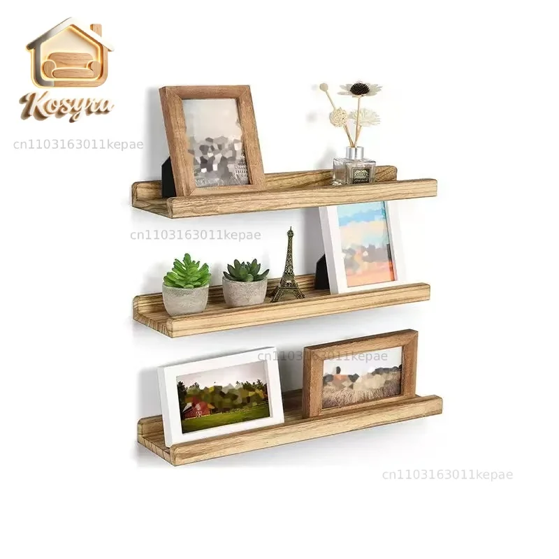 Wooden Wall Shelf 16.9 Inch Rustic Floating Shelves with Ledge for Bathroom Bedroom Kitchen Living Room Storage Home Decor