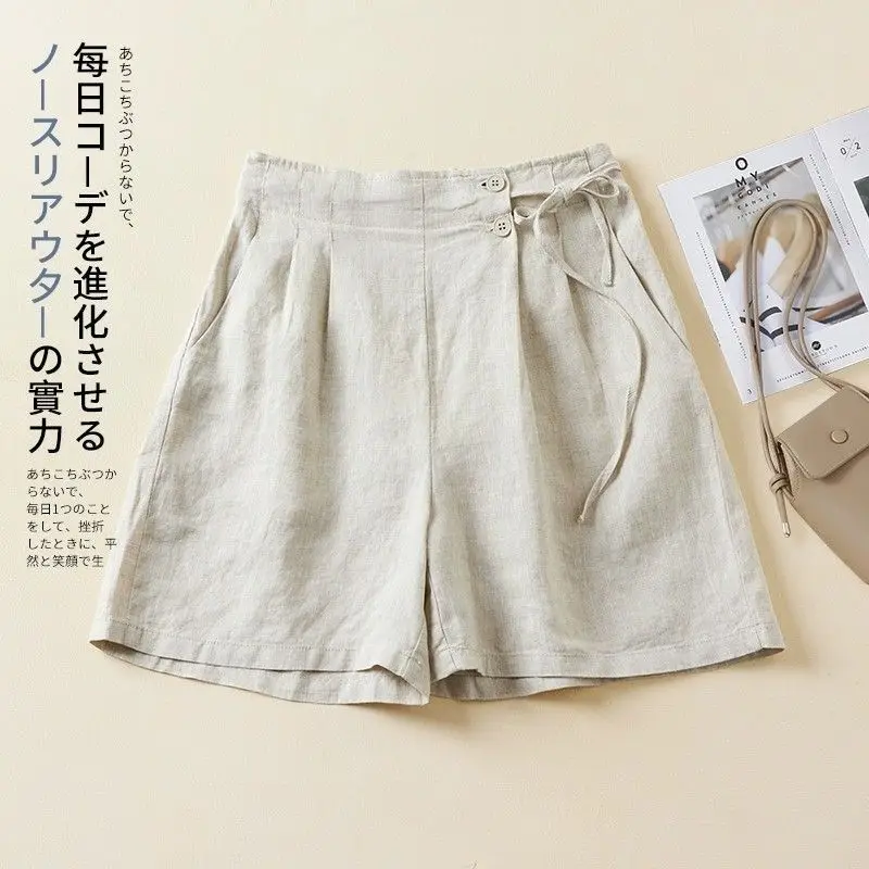 Wide Leg Shorts For Women Summer Solid Color Linen