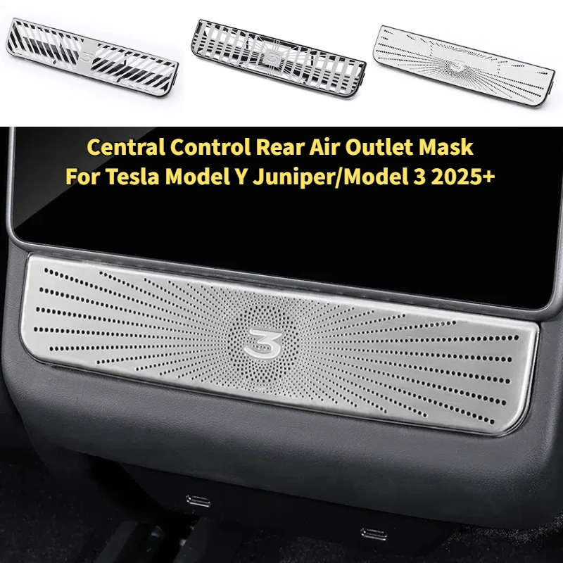 

For Tesla Model Y Juniper/Model 3 2025 Rear Ventilation Cover Screen Protector Accessory Central Control Rear Air Outlet Mask