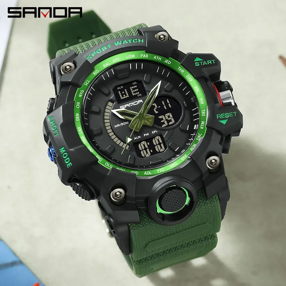 Sanda 3132 New Electronic Watch Youth Student Fashion Trend Dazzling Waterproof Multi functional Watch