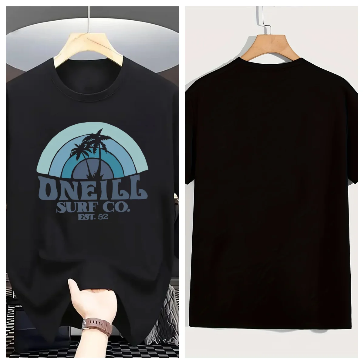 T-shirt Décontracté À Manches Courtes Et Col Rond Pour Hommes, Imprimé Coton