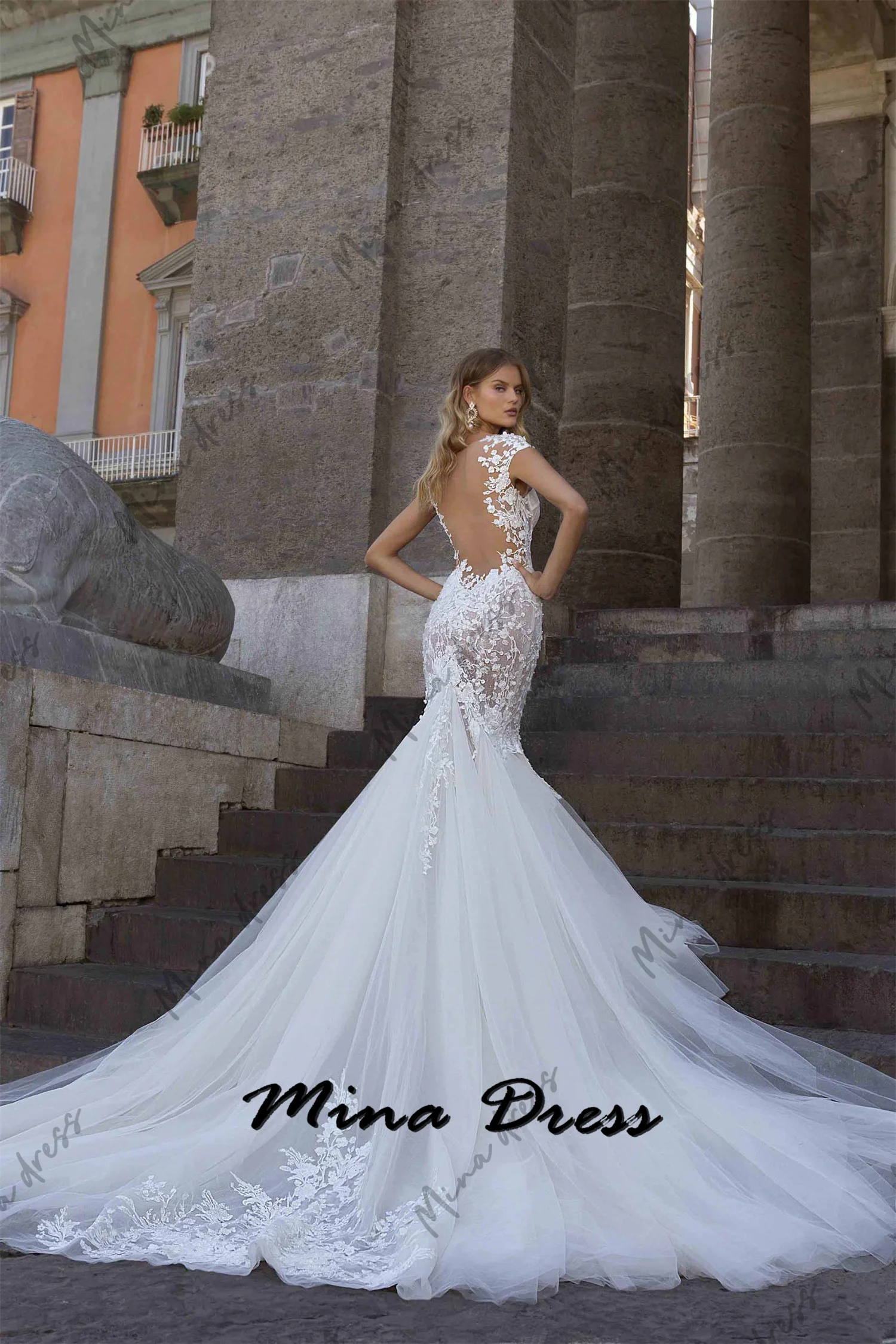 Mina Customized Exquisite Lace Mermaid Wedding Dress Beaded Appliqué Palace Trumpet Elegant Luxury Evening Dress 2024 Ball Gowns