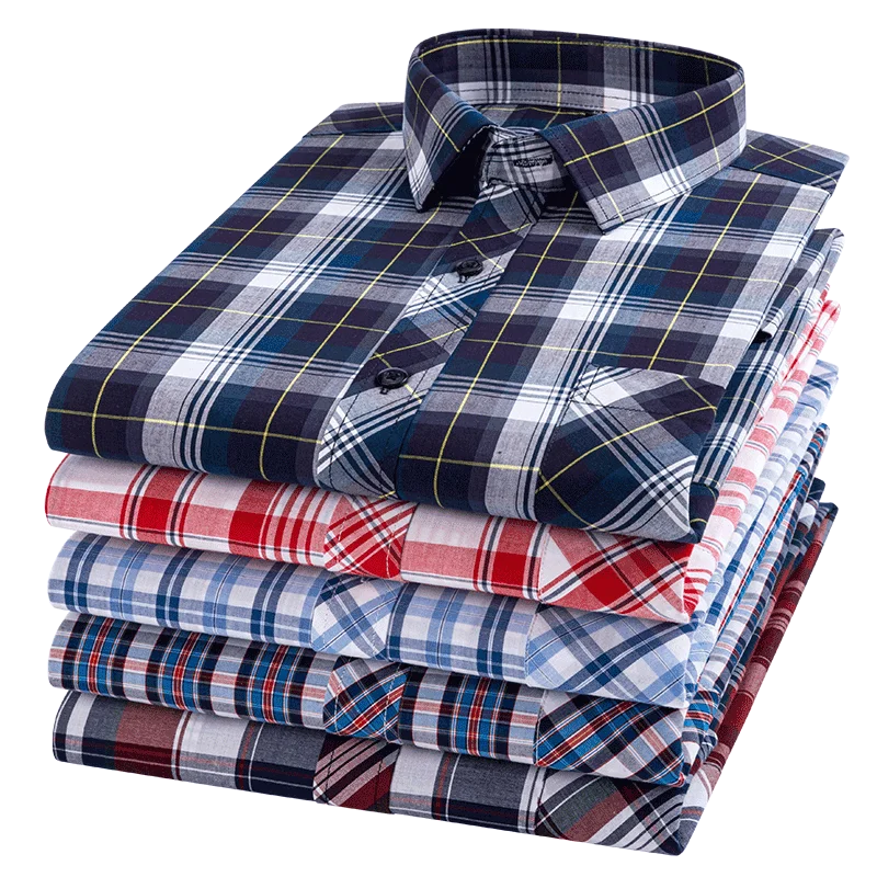 Plaid Long Sleeve shirts For Man Cotton Breast Pocket Regular Fit Young Boy Fashion Clothing Soft Colorful Check Casual Shirts