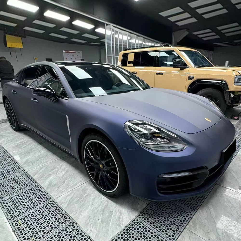 PET Car Color Change FilmMatt Dark Fantasy Blue Scratch Resistant Professional Grade Automotive Color Change Film