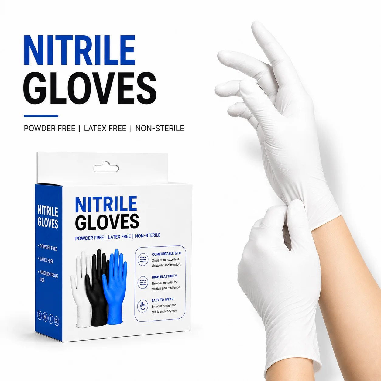 30/40PCS White Nitrile Gloves Disposable Powder Free Latex Free Food Prep Nitrile Gloves Cooking Kitchen Cleaning Household