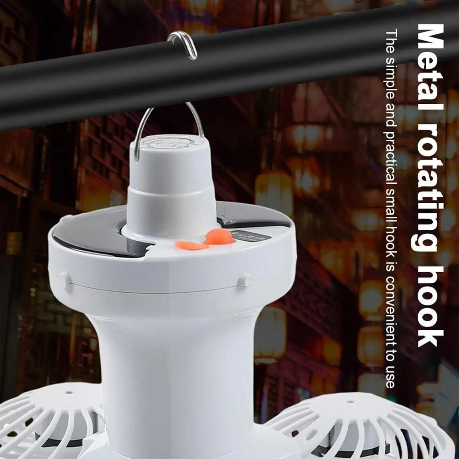 

2In1 Solar Ceiling Fan Football Design Folding Hook Lamp With Lights Charging 3 Speeds Fan For RV Patio Camp Tent Accessories