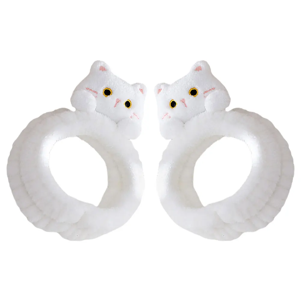 

2pcs Soft Flannel Cat Headband For Women Non-Slip Makeup Face Washing Skincare Shower Hair Band Elastic Trendy Bath