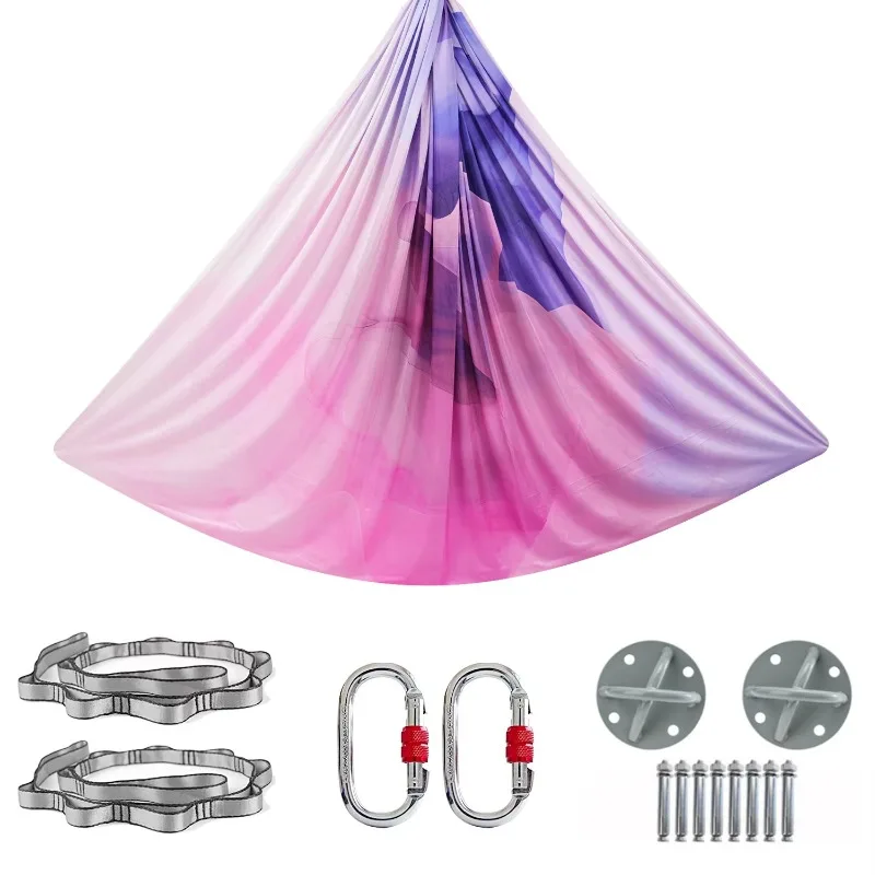 High Strength Double Sided Print Elastic Aerial Yoga Hammock New Model Home Gym Inversion Training Equipment Hot Sale