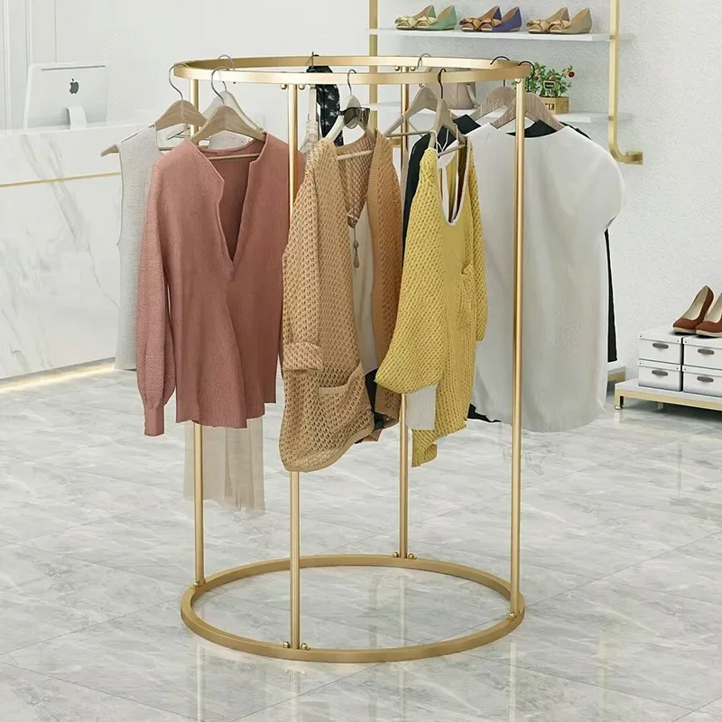 Clothing store display rack, circular display, island rack, floor standing, men's and women's clothing, iron hanging clothes