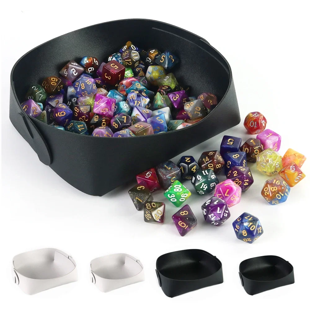 Leather Foldable Dice Box, Collapsible Baskets for Wallets, Watches, Keys, Coins, Dice Storage