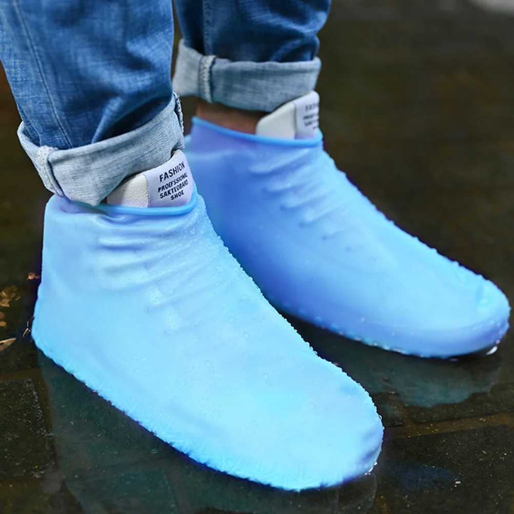 

1Pair Non-Slip Shoe Cover Latex Overshoe Blue Size S Durable Reusable Protective Shoes Cover for Home Use Household Anti-Skid