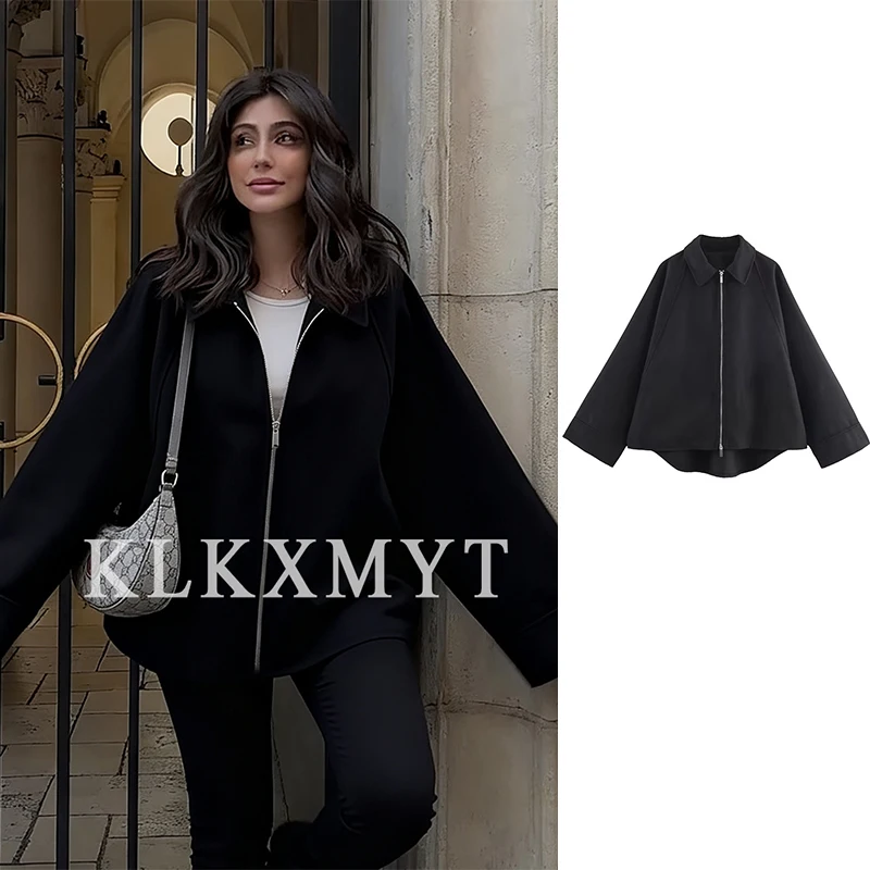 

Женские куртки 2021, осень-зима, новая модная куртка с лацканами и длинными рукавами на молнии, женская свободная уличная элегантная новая куртка