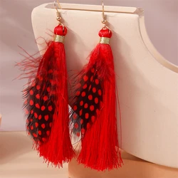 Bohemian Tassel Drop Earrings for Women Ethnic Feather Dangle Hooks Earrings Girls Party Holiday Jewelry Gifts