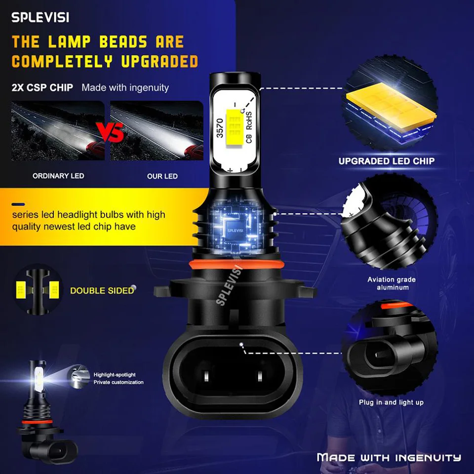 9005 HB3 LED Xenon White Headlight - improving nighttime visibility For Can-Am Outlander Max 650 2013 2014 2015 2016 2017-2020