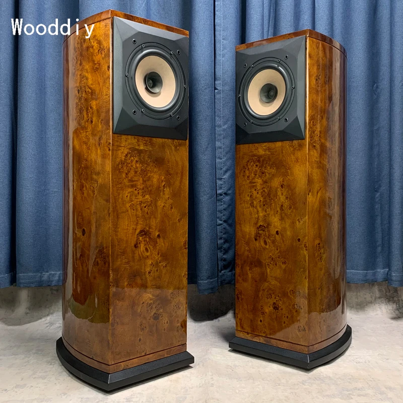 

Wooddiy 8 Inch One Pair Gloss Speaker Empty Hifi Cabinet Birch Plywood Waist Drum Radian Full Range Acoustic Design Floor