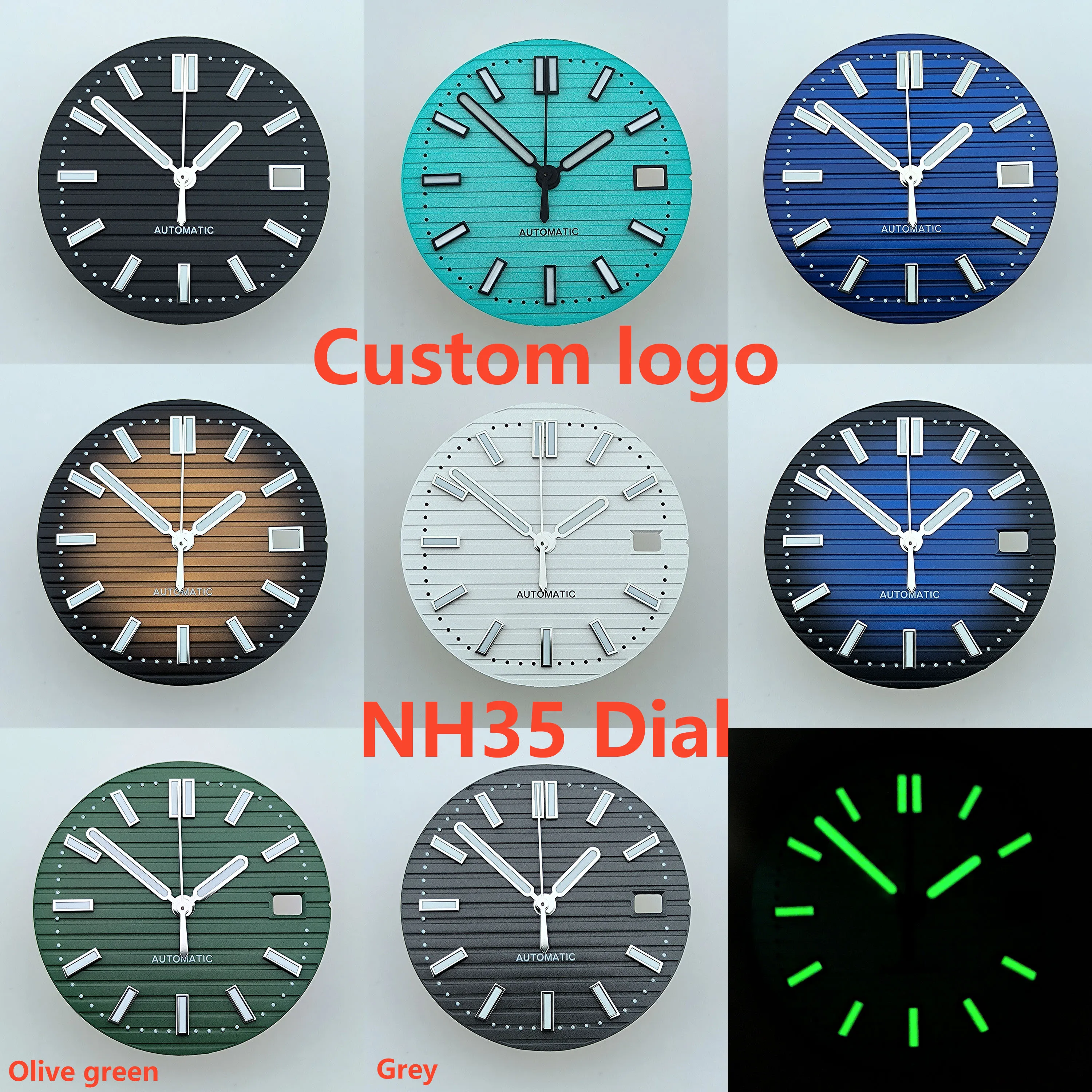 watch dial N H35 dial Custom Logo Dial 29.8mm green luminous suitable for N H35/N H36 movement watch accessories repair tools