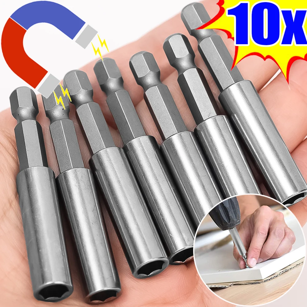 10/1pcs Magnetic Electric Screwdriver Extension Bit Holder 1/4Inch Hexagon Shank Set Drill Bit Adapter Hand Tools Accessories