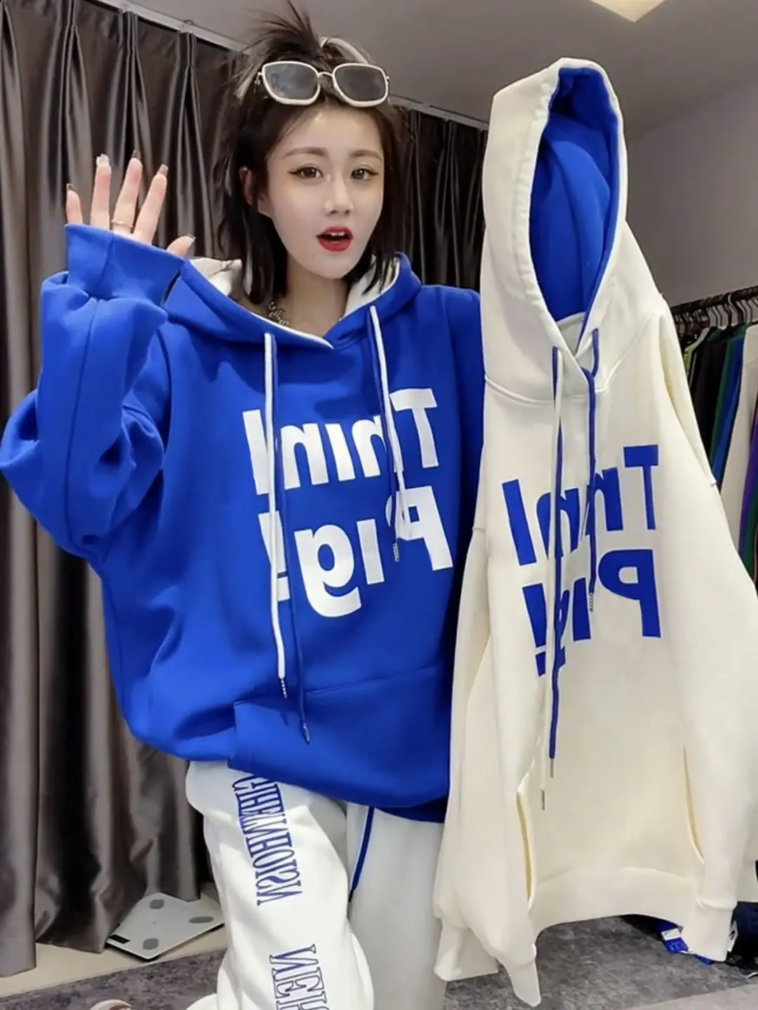 Hooded Cute Hoodies Woman Tops Lady Letters Goth Up Breathable Thicken Sport Commuting Thickened Loose-Fit Stripe Commute Y2K