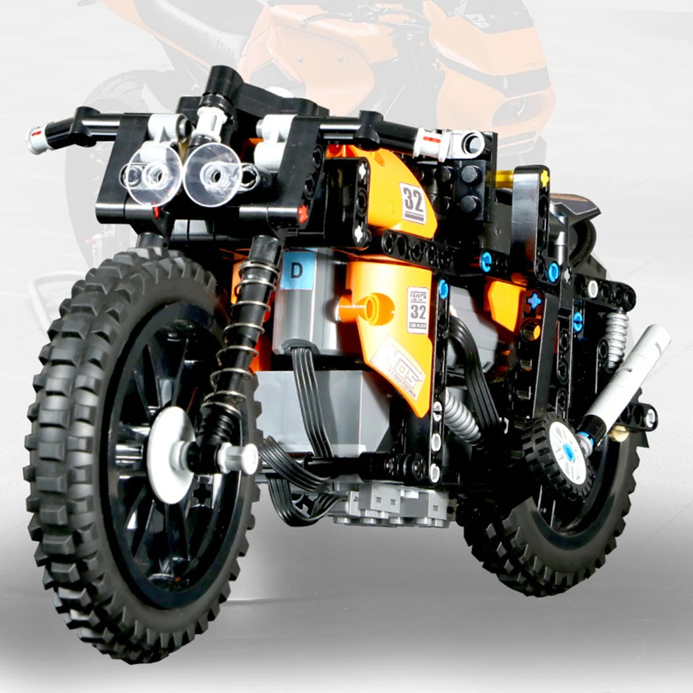 MOC Motorrad Serie Sport Fahrrad Modell Bausteine High Speed Fahrzeug Montage Pädagogisches Spielzeug für Kinder
