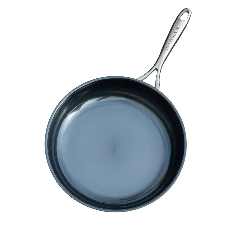 TITANER Pure titanium three-layer composite frying pan  non-stick titanium pan  universal kitchenware