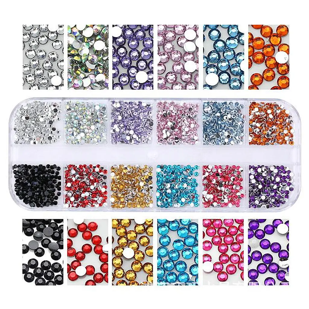 1728-4320 Pieces Rhinestones Crystal Flatback Rhinestones with Rhinestone Picker Tweezers for Clothes Shoes Bags Decoration