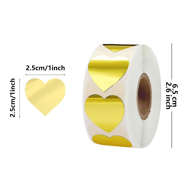 

500pcs/1setGold Heart-Shaped Sealing Labels for Candy Cake Packaging Decorative Stickers Holiday Party Gift Box Paper Bag Store
