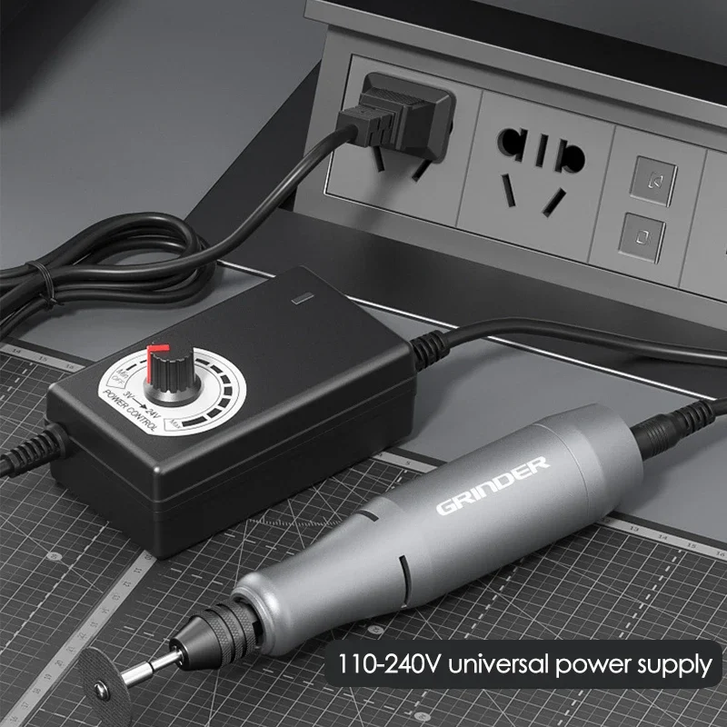 3-24V Stepless Speed Regulation Mini Electric Grinder Micro Electric Drill for Jade Carving Handheld Grinding Polishing Machine