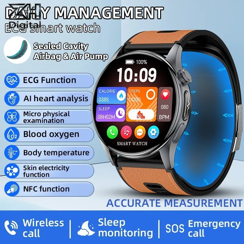 

ZH Digital AMOLED Screen Call ECG Sport Watchs Air Pump Measurement BP Micro Physical Examination AI Dial Smartwatch Men Women