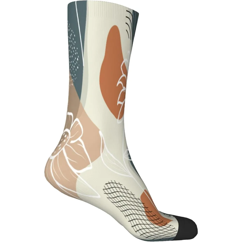 

Носки с абстрактными цветами и листьями для мужчин и женщин, забавные носки для экипажа, теплые подарки