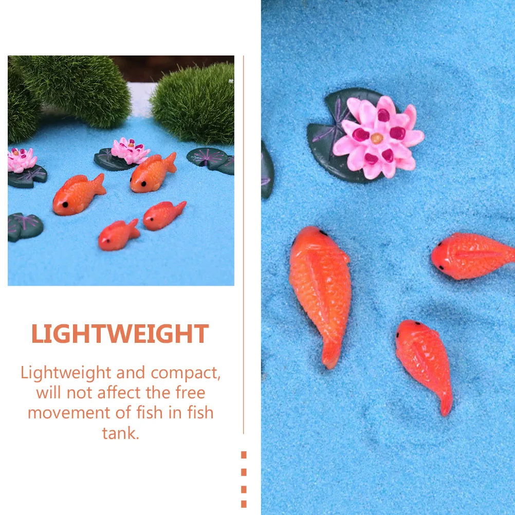 

1Set Fish Resin Carp Lotus-Leaf Lotus-Flower Decorative Fish Tank Ornament Craft Aquarium Decors Tiny Carp Lotus-Leaf