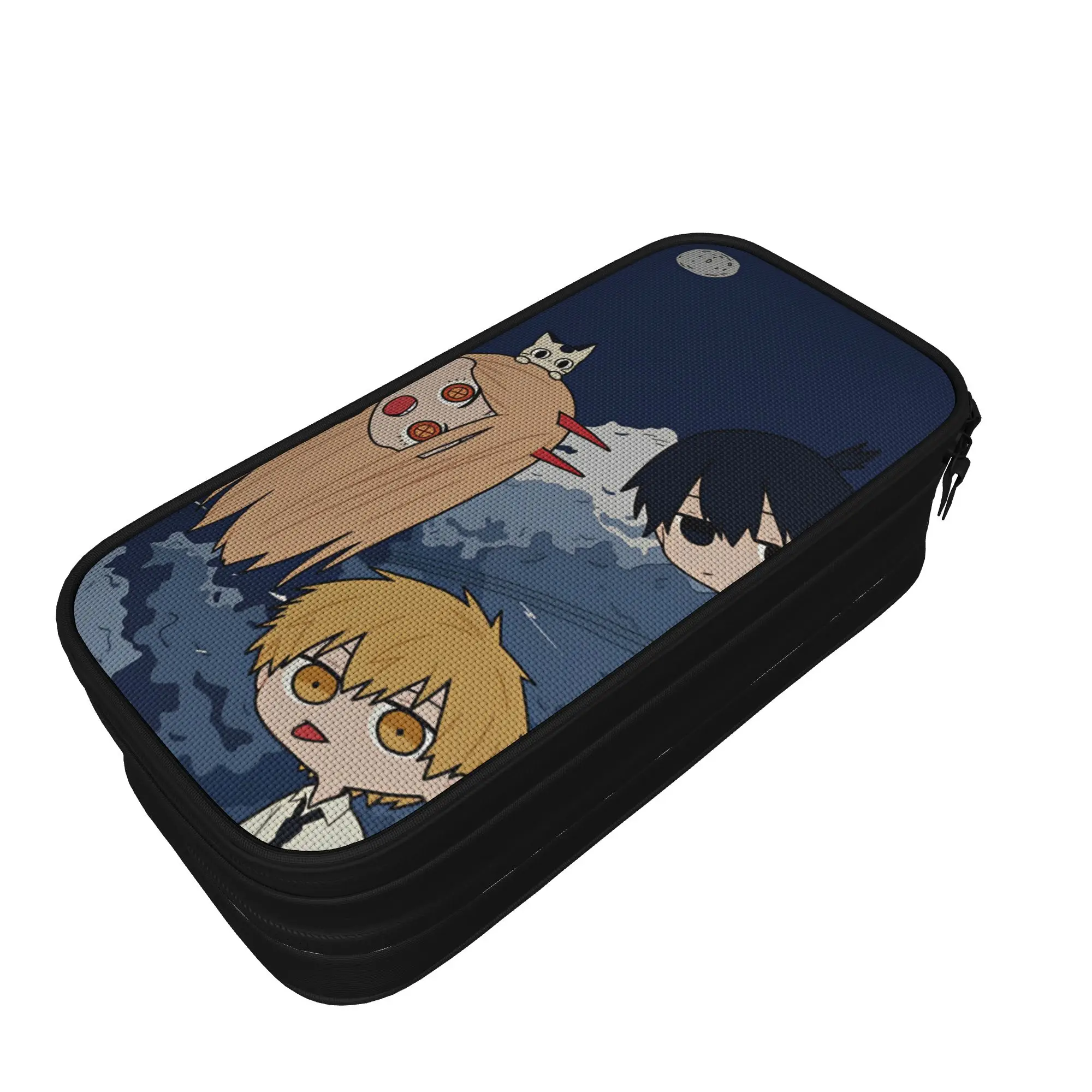 Lovely Pencil Case Chainsaws Man Pencil Box  School Pencil Cases Girls Boys Double Layer Custom DIY School Stationery